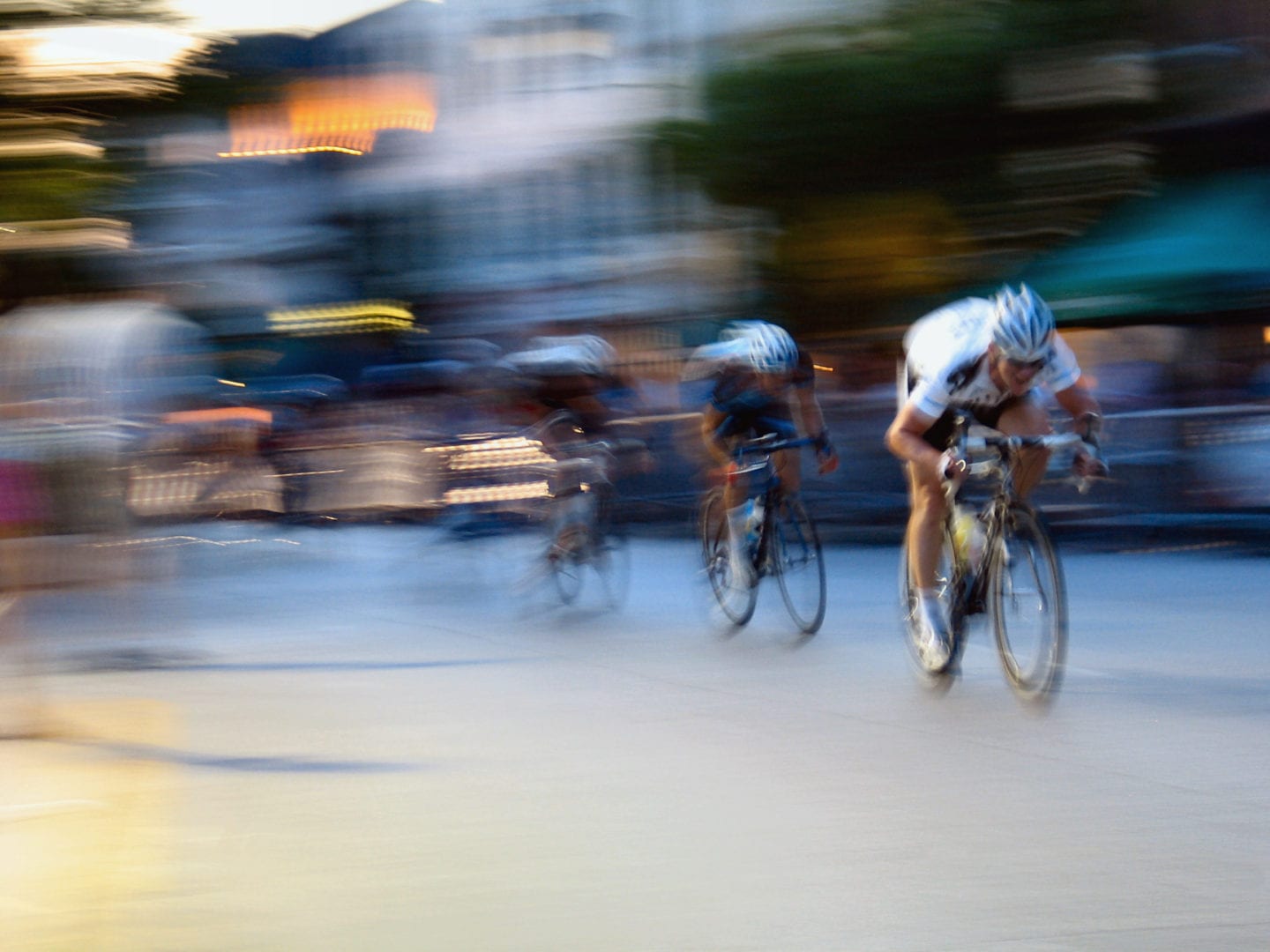 Cyclists moving in speed