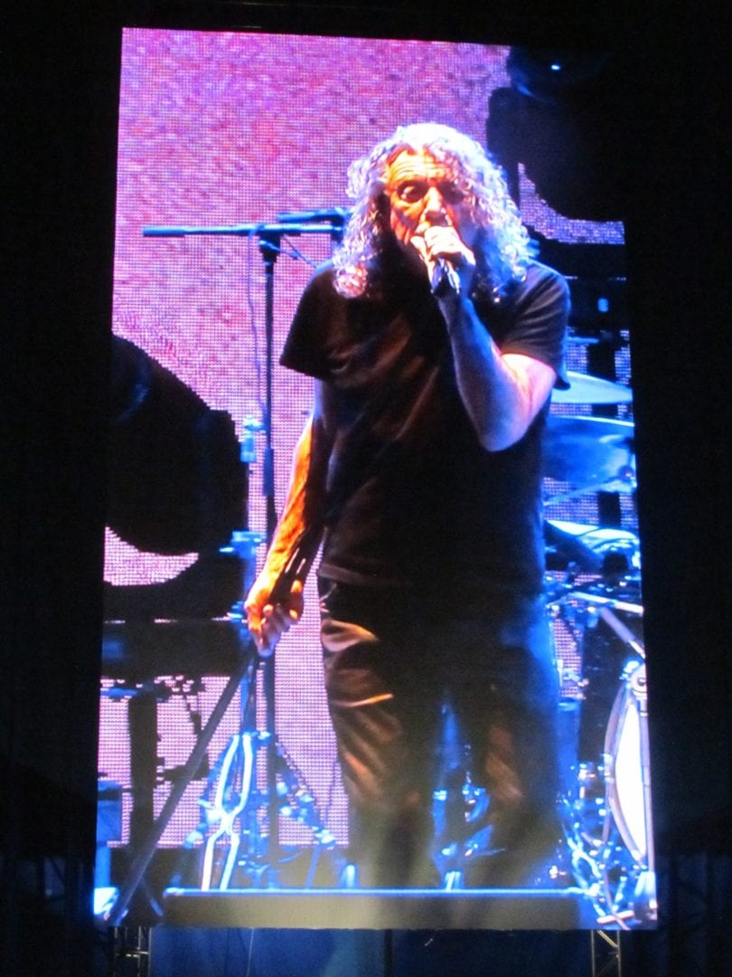 Robert Plant shown on screen