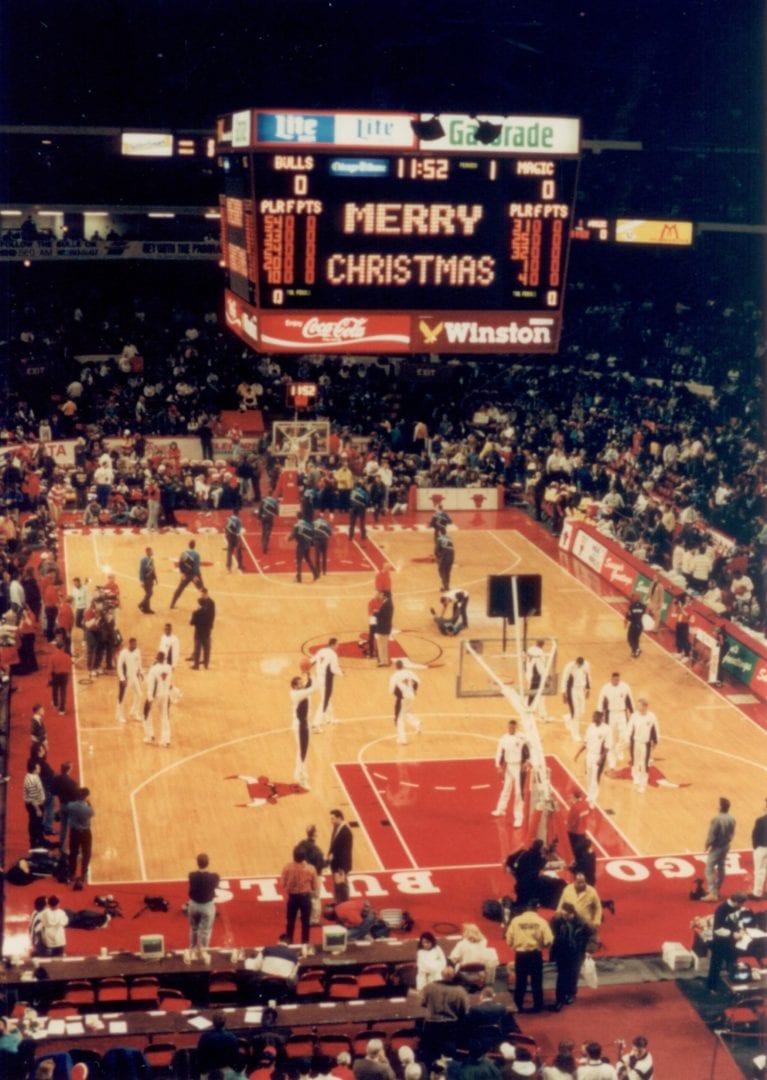A far view of the basketball game